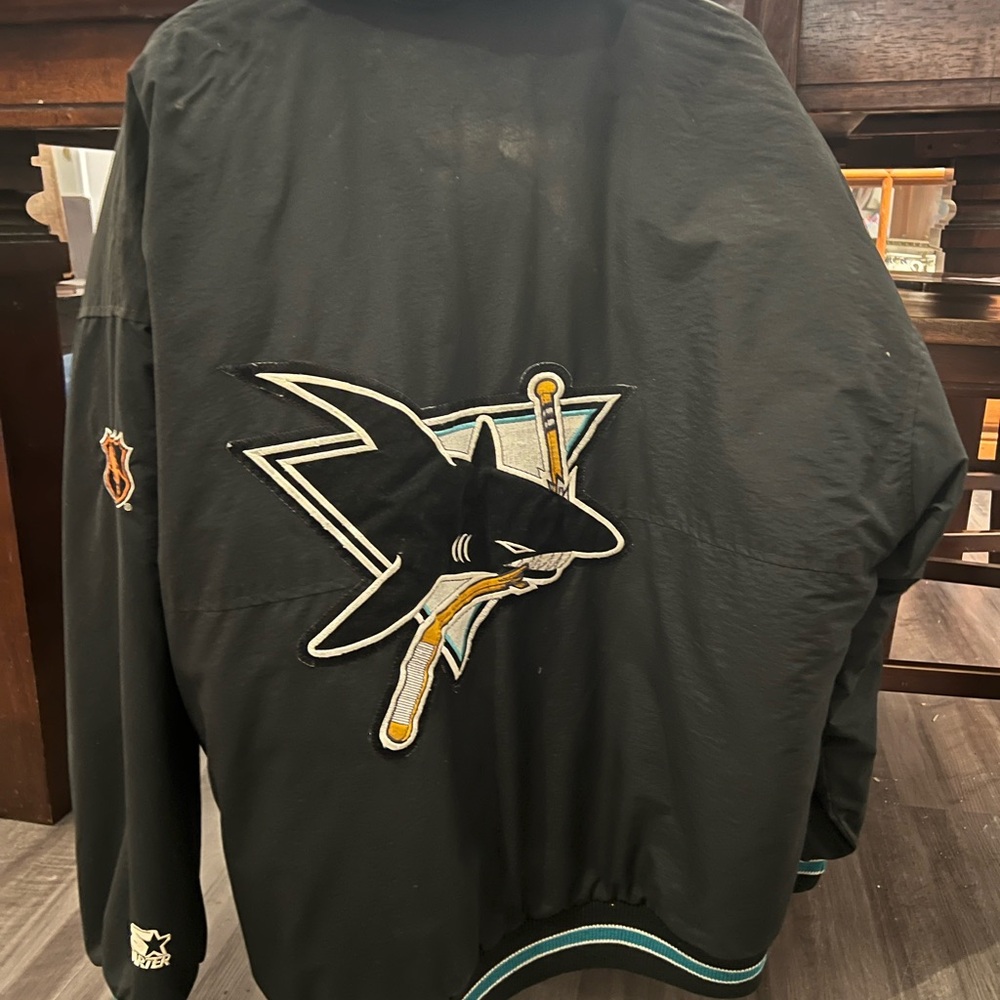STARTER Black Varsity Jacket with Shark Emblem